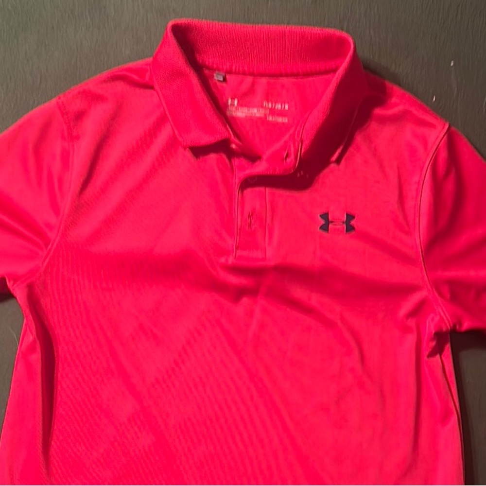 Boys Under Armour Bright Red Golf Shirt